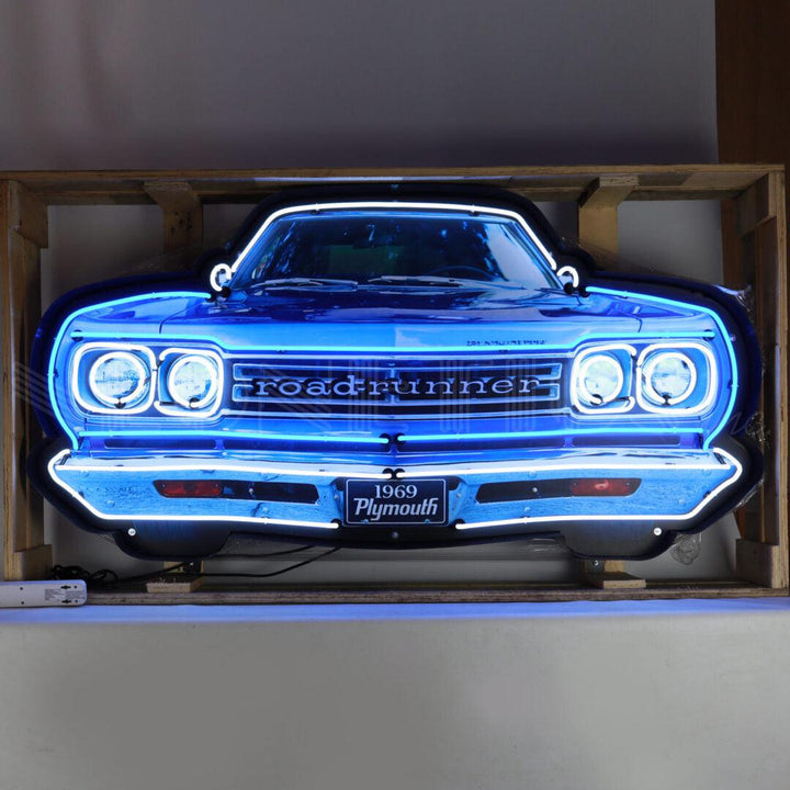 Plymouth Road Runner Grille Neon Sign in Steel Can