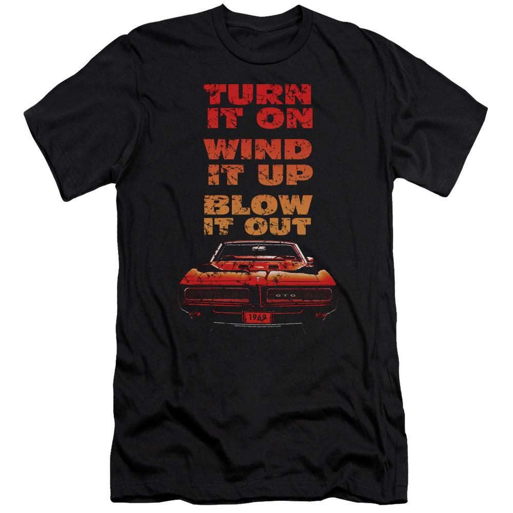 Pontiac 1969 GTO Blow It Out Premium Slim Fit Short-Sleeve T-Shirt-Grease Monkey Garage