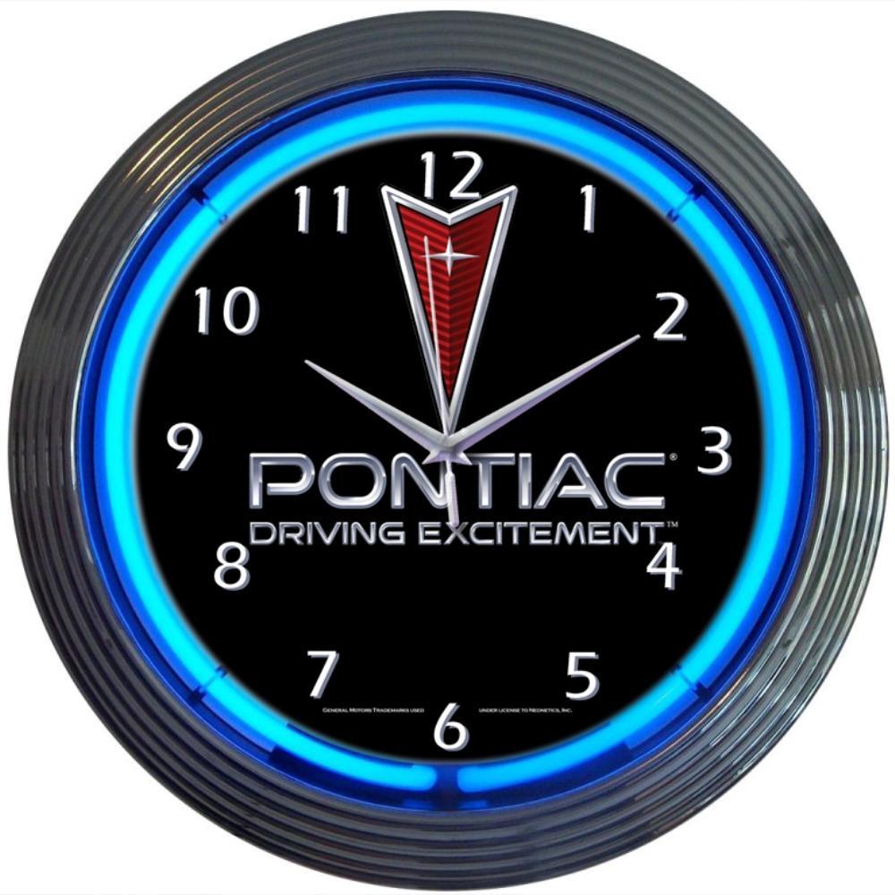 Pontiac Driving Excitement Neon Clock-Clocks-Grease Monkey Garage
