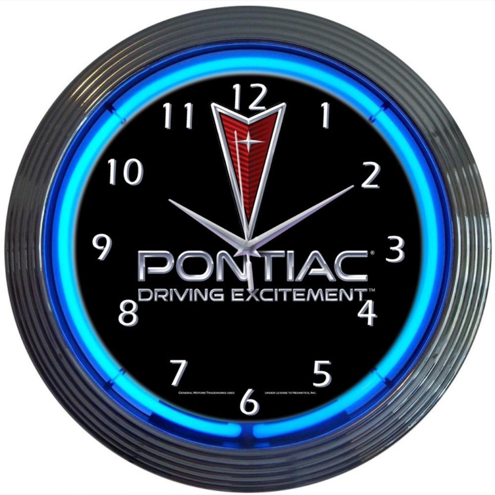Pontiac Driving Excitement Neon Clock-Clocks-Grease Monkey Garage