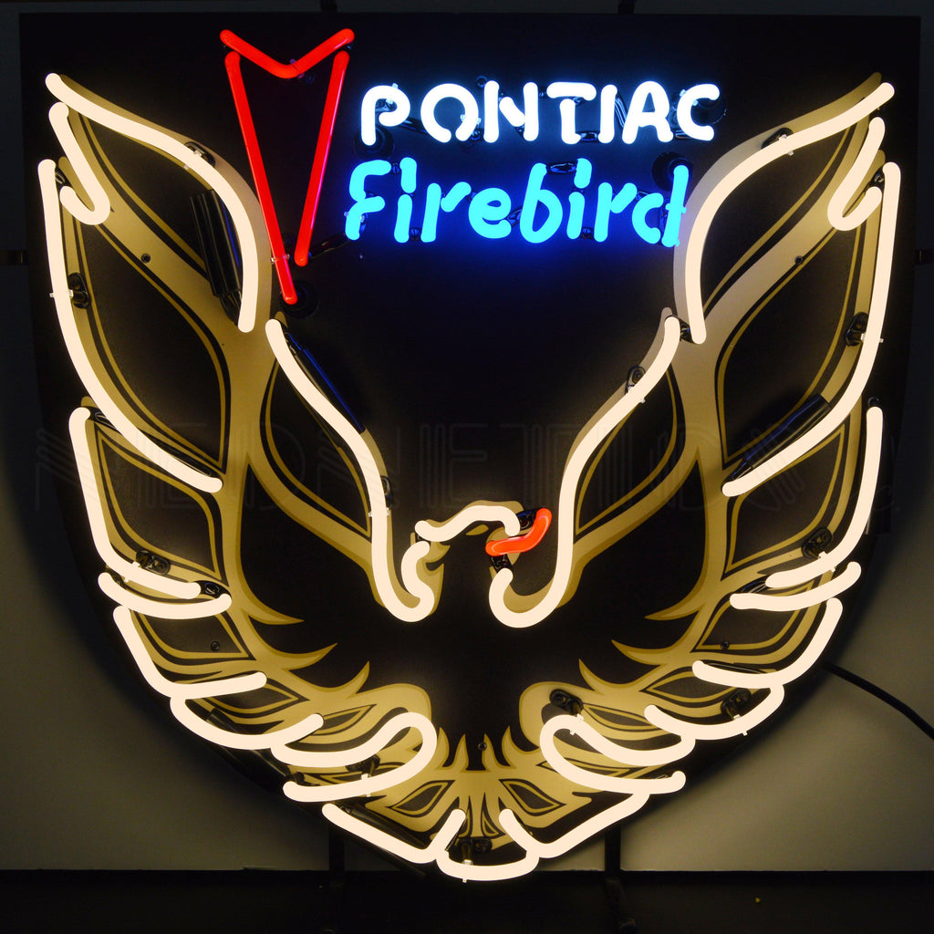 Pontiac Firebird Gold Neon Sign with Backing-Neon Signs-Grease Monkey Garage