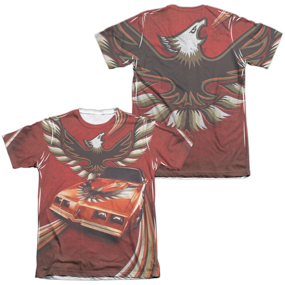 Pontiac Firebird Turbo Trans Am Flames Poly/Cotton Blend Short-Sleeve T-Shirt (Front/Back Print)-Grease Monkey Garage