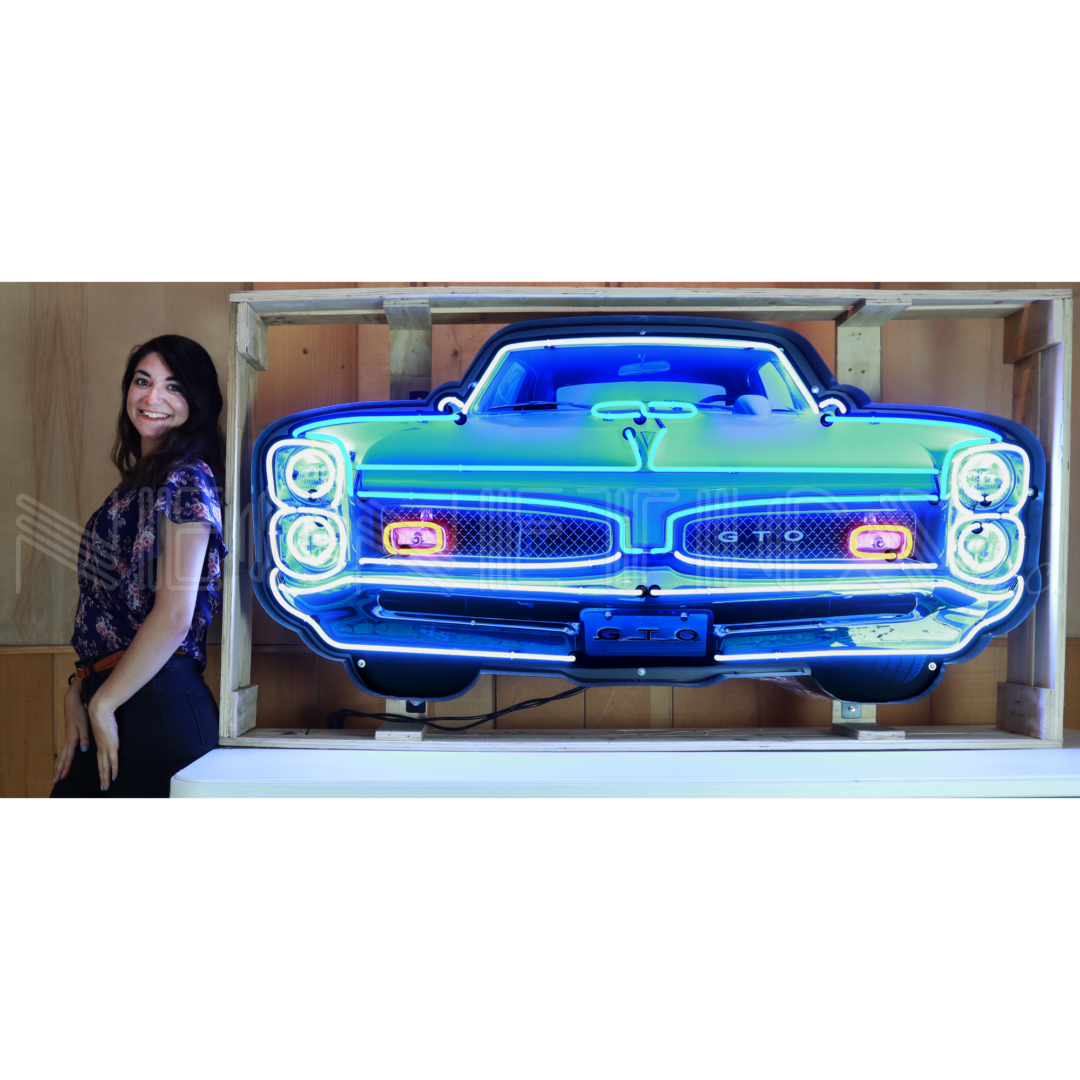 Pontiac GTO Grille Neon Sign in Steel Can-Neon Signs-Grease Monkey Garage