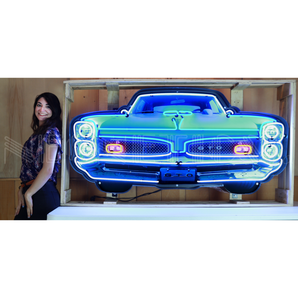 Pontiac GTO Grille Neon Sign in Steel Can-Neon Signs-Grease Monkey Garage