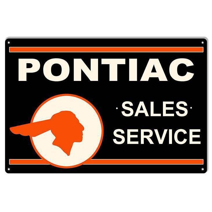 Pontiac Sales Service Metal Sign-Metal Signs-Grease Monkey Garage