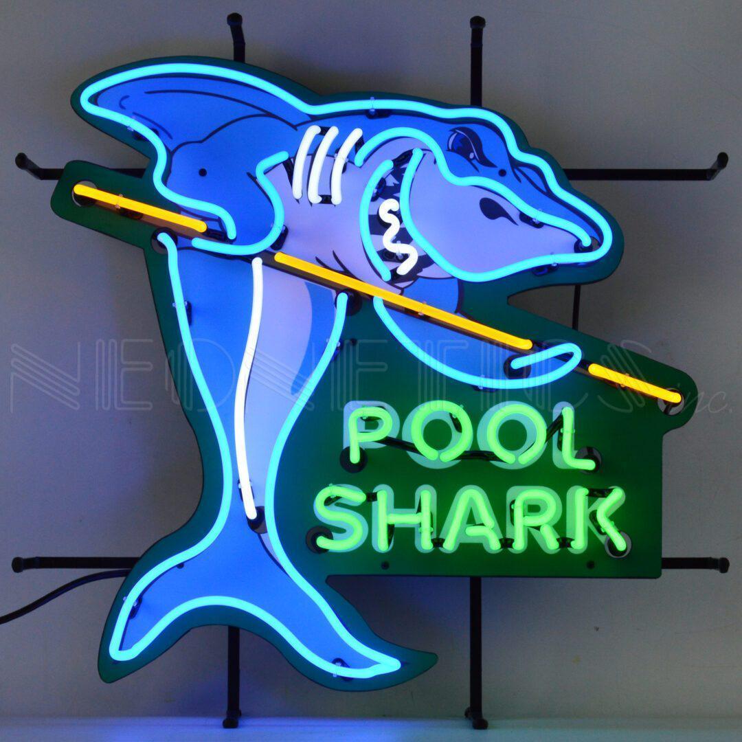 Pool Shark Neon Sign with Backing-Neon Signs-Grease Monkey Garage