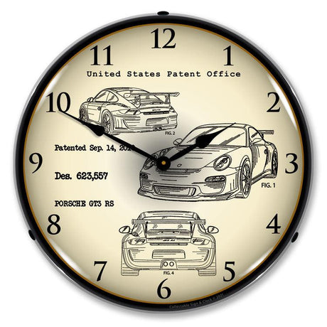 Porsche GT3 RS Patent Backlit LED Clock-LED Clocks-Grease Monkey Garage