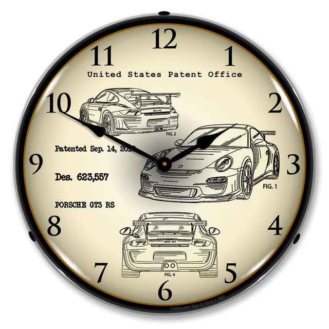 Porsche GT3 RS Patent Backlit LED Clock-LED Clocks-Grease Monkey Garage