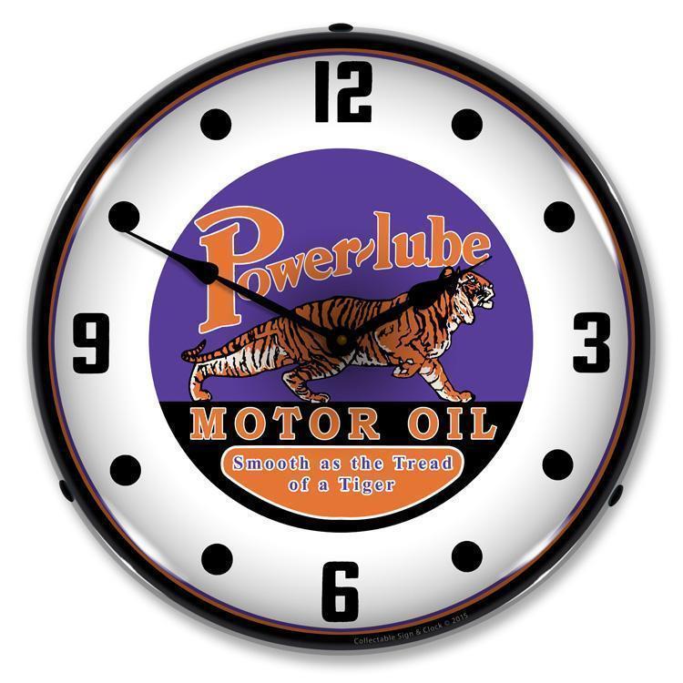 Powerlube Motor Oil Backlit LED Clock-LED Clocks-Grease Monkey Garage
