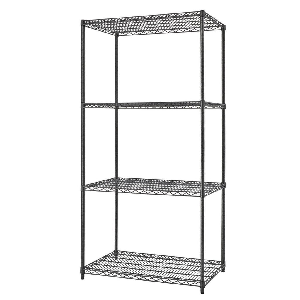 Professional 4-Tier Industrial Grade Wire Shelving 36"x24"x72" - Black Anthracite-Grease Monkey Garage