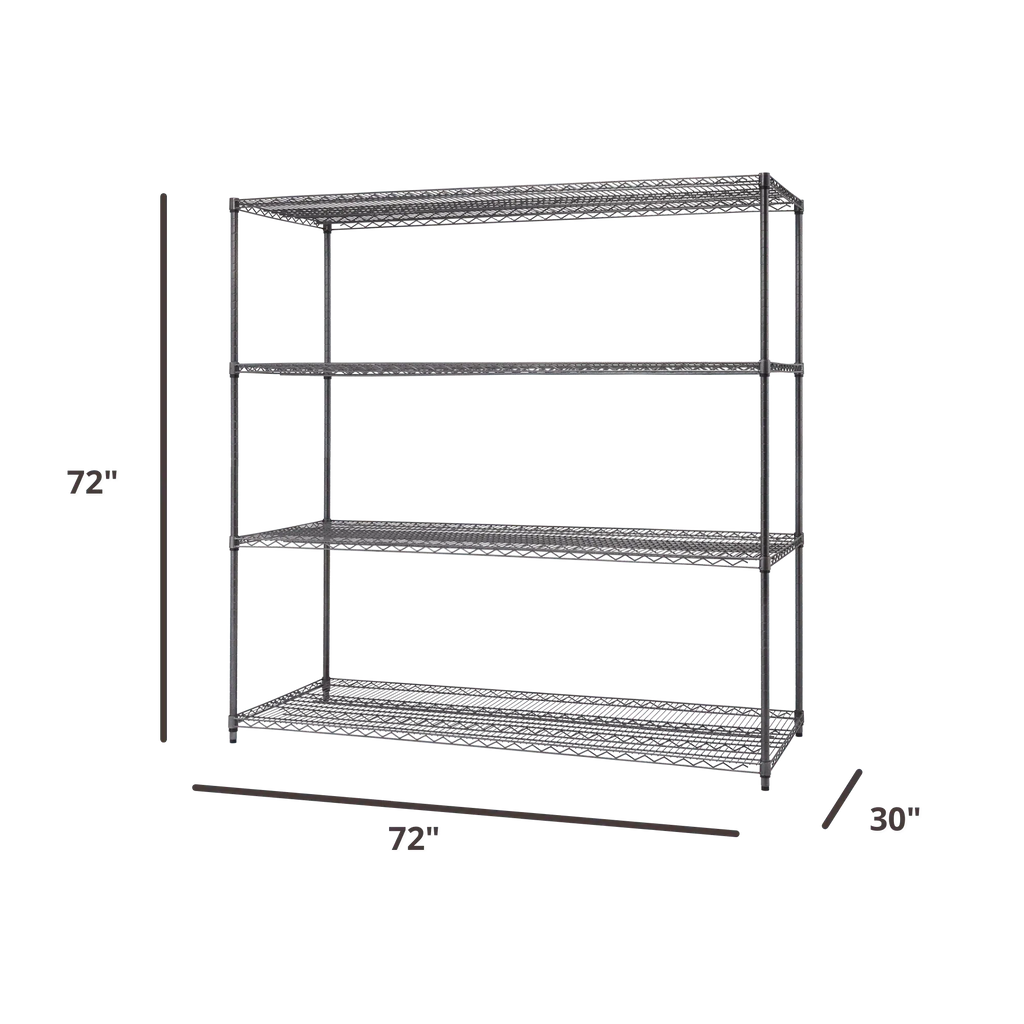 Professional 4-Tier Wire Shelving 72"x30"x72" - Black Anthracite-Grease Monkey Garage
