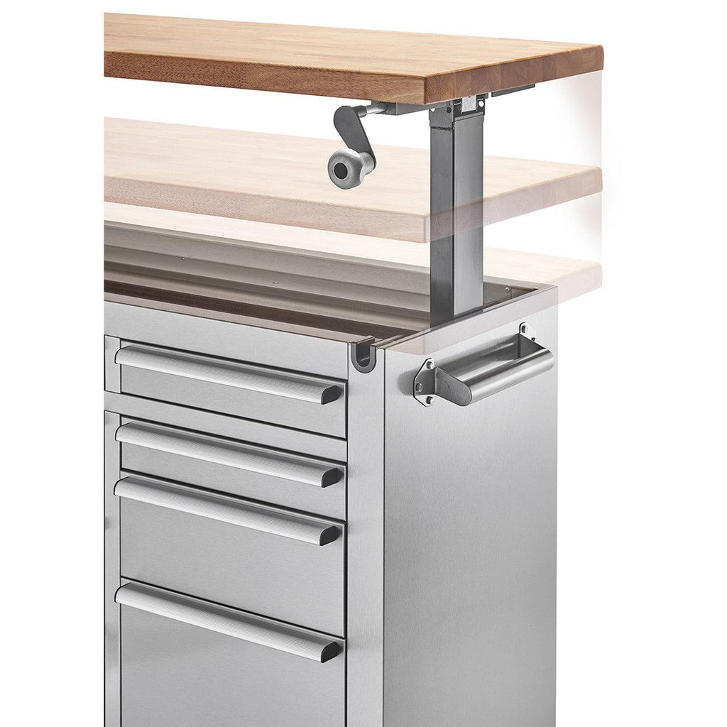 Professional Stainless Steel Rolling Workbench with Adjustable Top 72" x 19"-Grease Monkey Garage