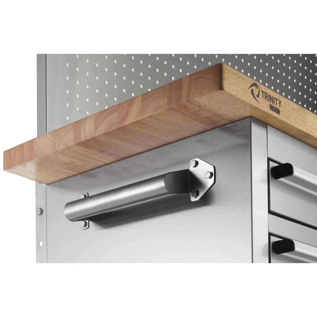 Professional Stainless Steel Rolling Workbench with Pegboard 72" x 19"-Grease Monkey Garage