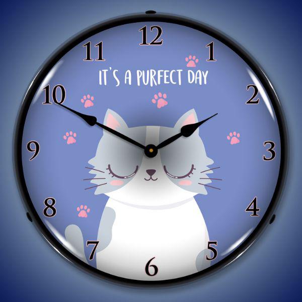 Purrfect Day Backlit LED Clock-LED Clocks-Grease Monkey Garage