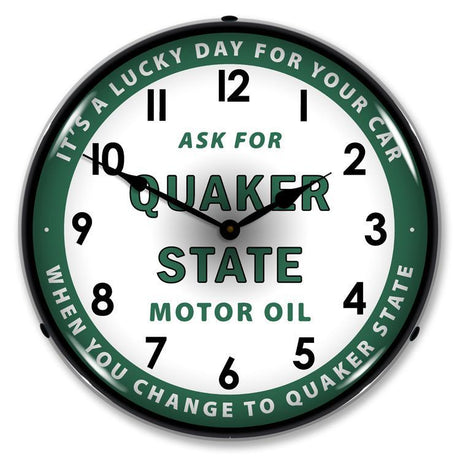 Quaker State Oil Backlit LED Clock-LED Clocks-Grease Monkey Garage