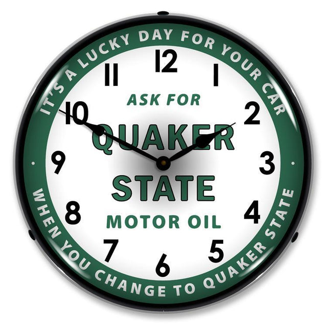 Quaker State Oil Backlit LED Clock-LED Clocks-Grease Monkey Garage