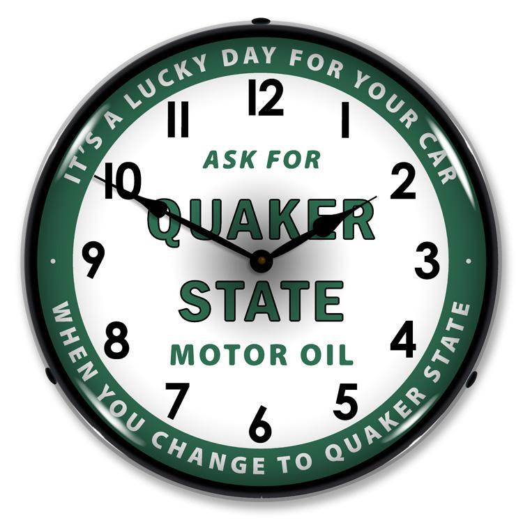 Quaker State Oil Backlit LED Clock-LED Clocks-Grease Monkey Garage