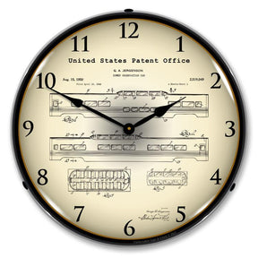 Railroad Domed Observation Train Car 1946 Patent LED Clock-LED Clocks-Grease Monkey Garage