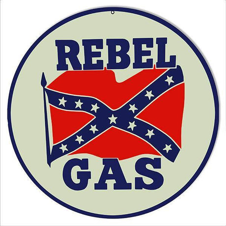Rebel Gas Metal Sign-Metal Signs-Grease Monkey Garage