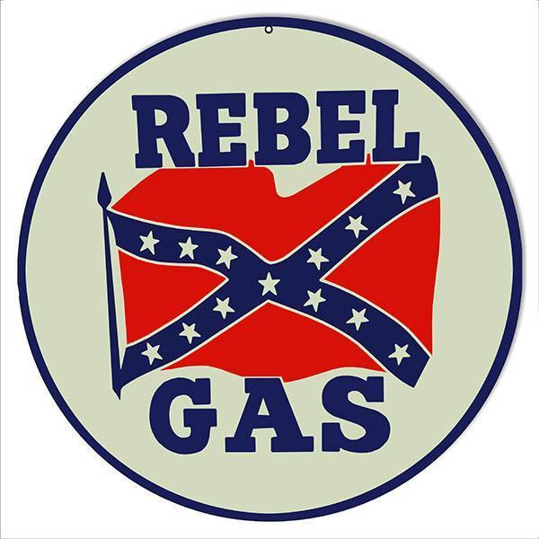 Rebel Gas Metal Sign-Metal Signs-Grease Monkey Garage