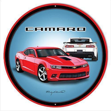 Red 5th Gen Camaro Metal Sign-Metal Signs-Grease Monkey Garage