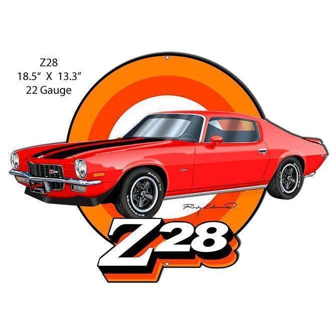 Red Camaro Z/28 Laser Cut Metal Sign-Metal Signs-Grease Monkey Garage