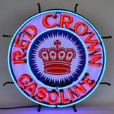 Red Crown Gasoline Neon Sign with Backing-Neon Signs-Grease Monkey Garage