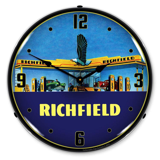 Richfield Station 1940s LED Clock-LED Clocks-Grease Monkey Garage