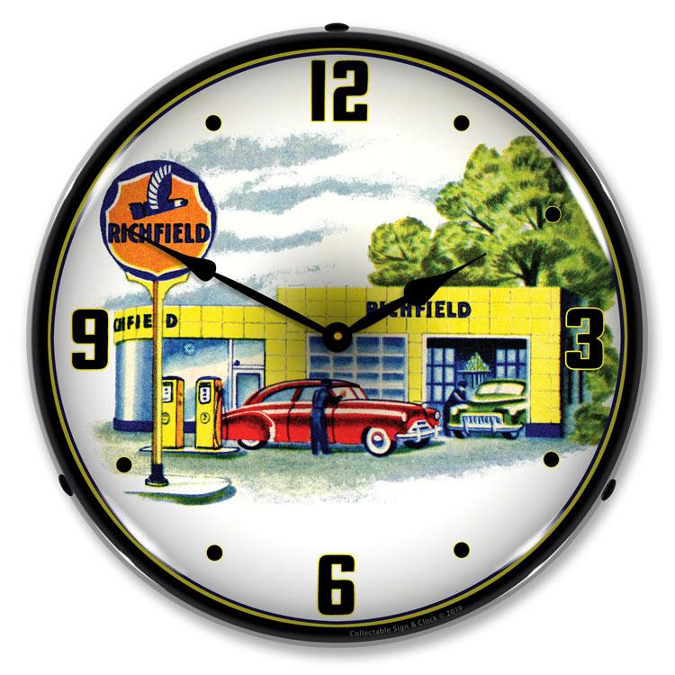 Richfield Station 1960s LED Clock-LED Clocks-Grease Monkey Garage