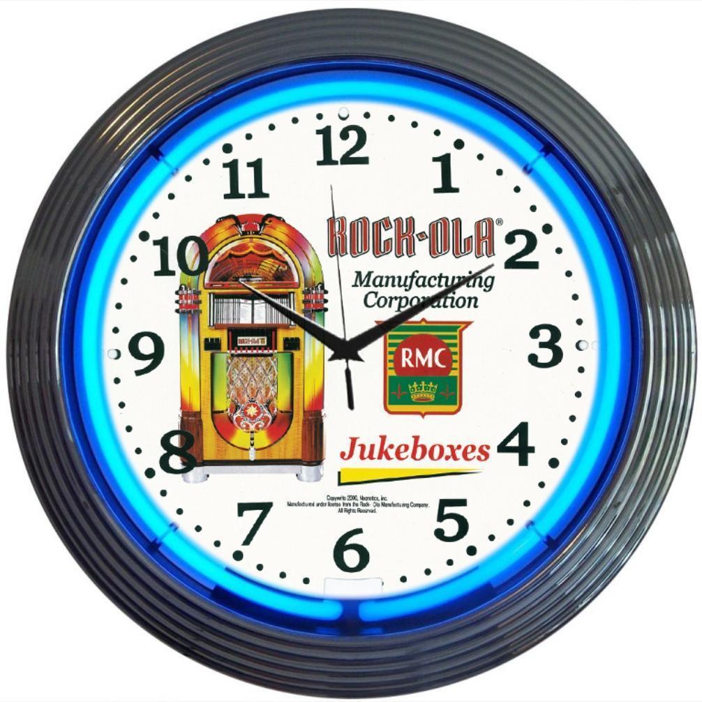Rock-Ola Jukebox Neon Clock-Clocks-Grease Monkey Garage