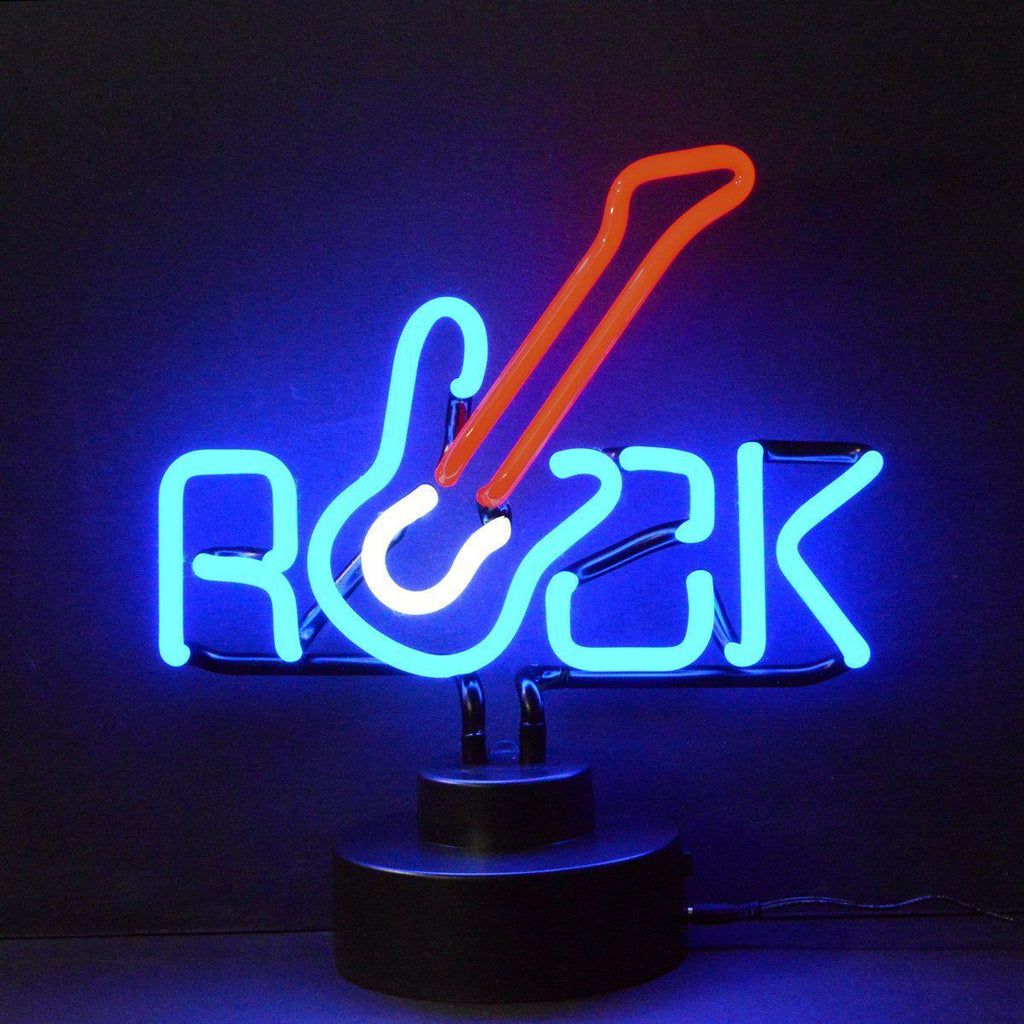 Rock with Guitar Neon Sculpture-Neon Sculptures-Grease Monkey Garage