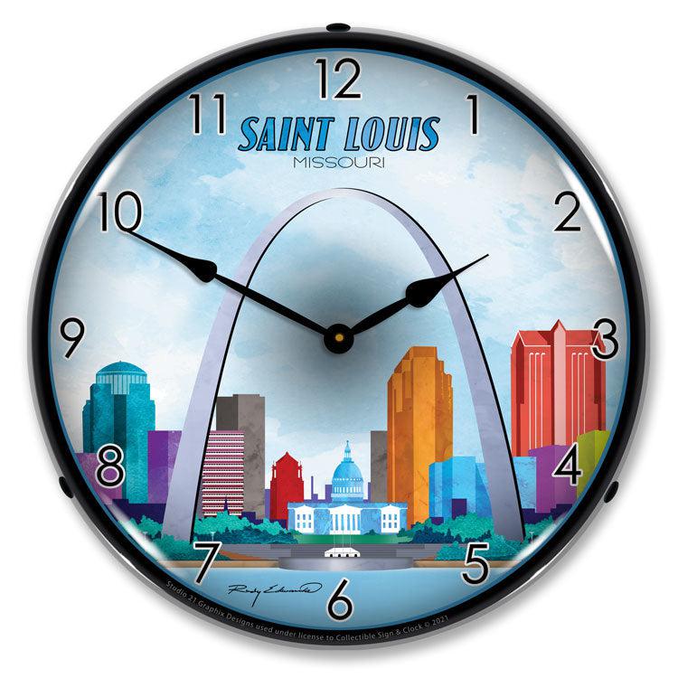 Saint Louis Skyline LED Clock-LED Clocks-Grease Monkey Garage