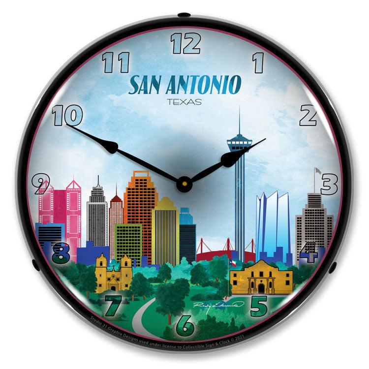 San Antonio Skyline LED Clock-LED Clocks-Grease Monkey Garage