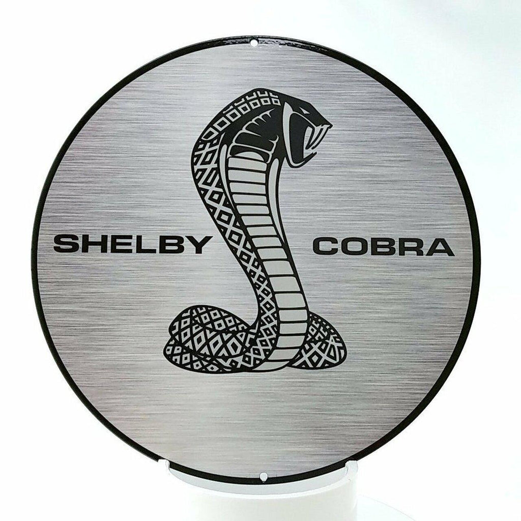 Shelby Cobra Brushed Stainless Metal Sign-Metal Signs-Grease Monkey Garage