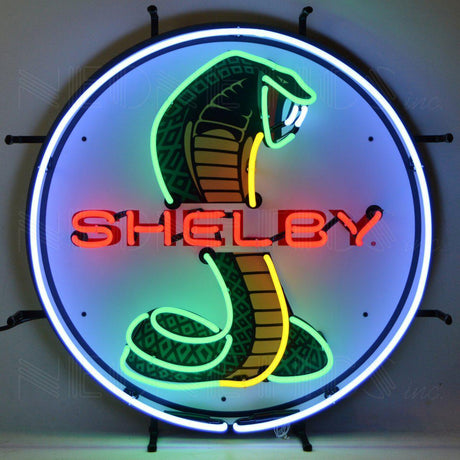 Shelby Cobra Circle Neon Sign with Backing-Neon Signs-Grease Monkey Garage