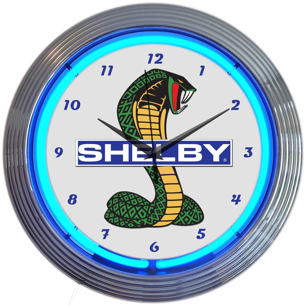 Shelby Cobra Coiled Snake Logo Neon Clock-Clocks-Grease Monkey Garage