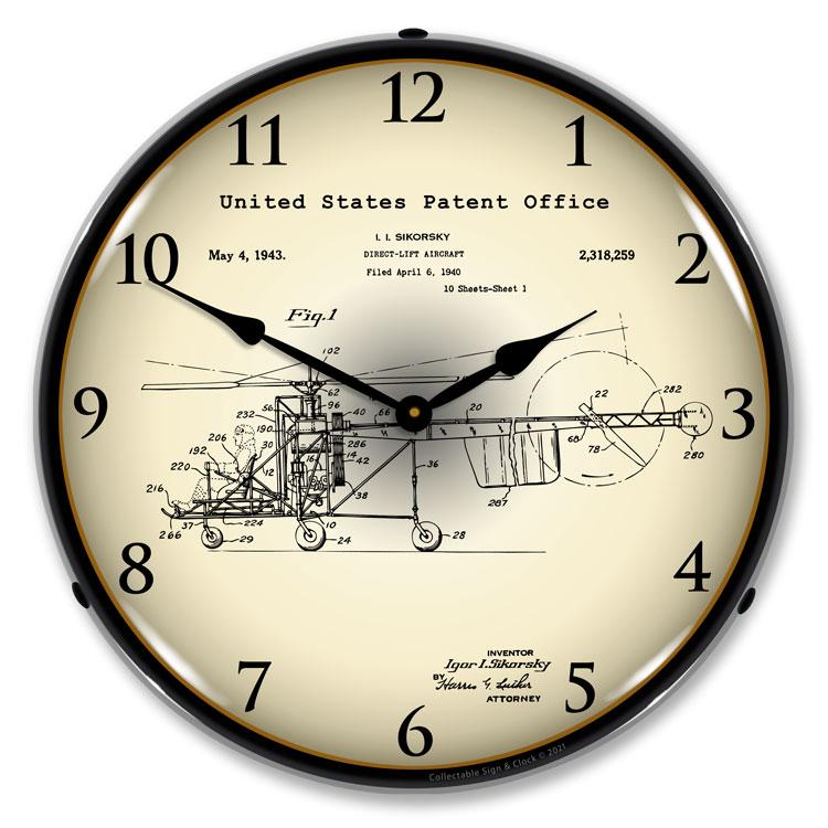 Sikorsky Helicopter 1940 Patent LED Clock-LED Clocks-Grease Monkey Garage