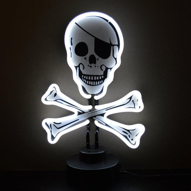 Skull and Crossbones Neon Sculpture-Neon Sculptures-Grease Monkey Garage