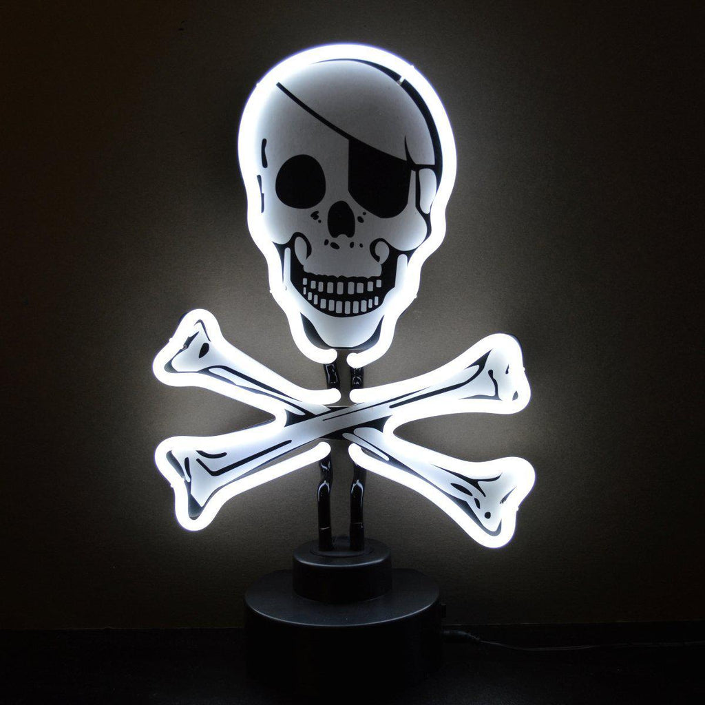 Skull and Crossbones Neon Sculpture-Neon Sculptures-Grease Monkey Garage