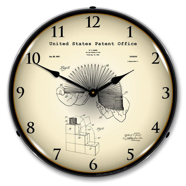 Slinky Toy 1947 Patent Backlit LED Clock-LED Clocks-Grease Monkey Garage