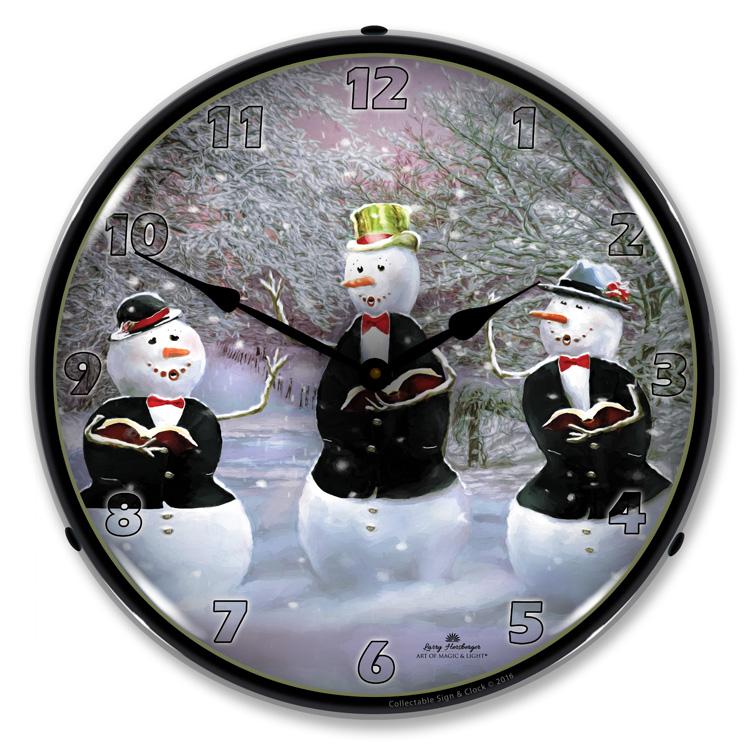 Snowman Caroling LED Clock-LED Clocks-Grease Monkey Garage