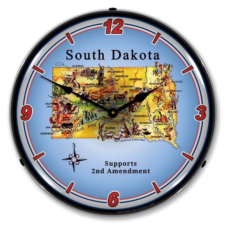 South Dakota Supports the 2nd Amendment LED Clock-LED Clocks-Grease Monkey Garage
