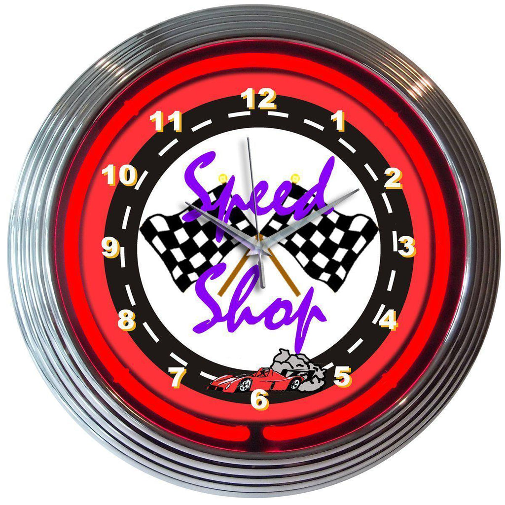 Speed Shop Neon Clock-Clocks-Grease Monkey Garage