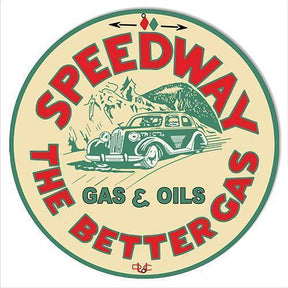Speedway Gas & Oil Metal Sign-Metal Signs-Grease Monkey Garage