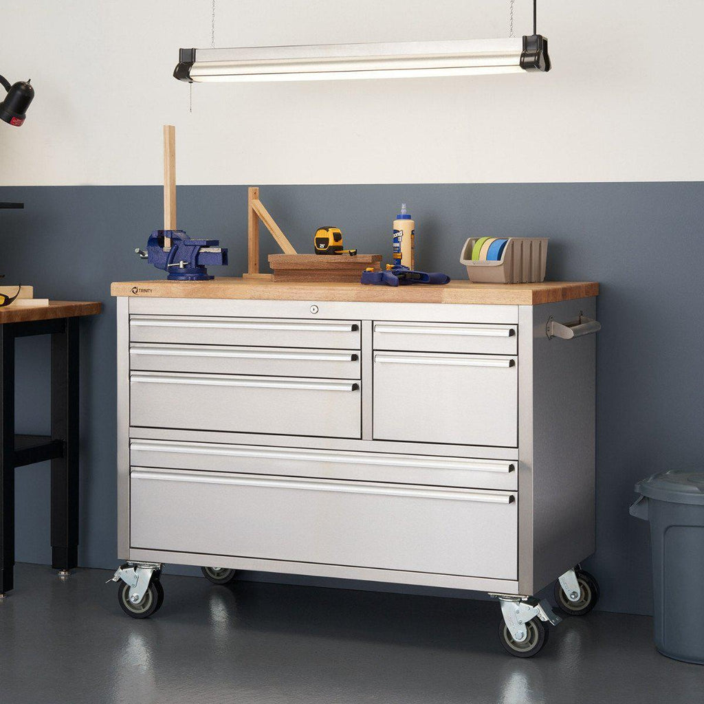 Stainless Steel Rolling Workbench 48" x 26"-Grease Monkey Garage