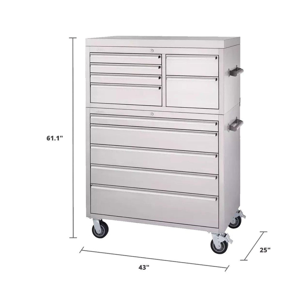 Stainless Steel Tool Chest Combo 43" x 25"-Grease Monkey Garage