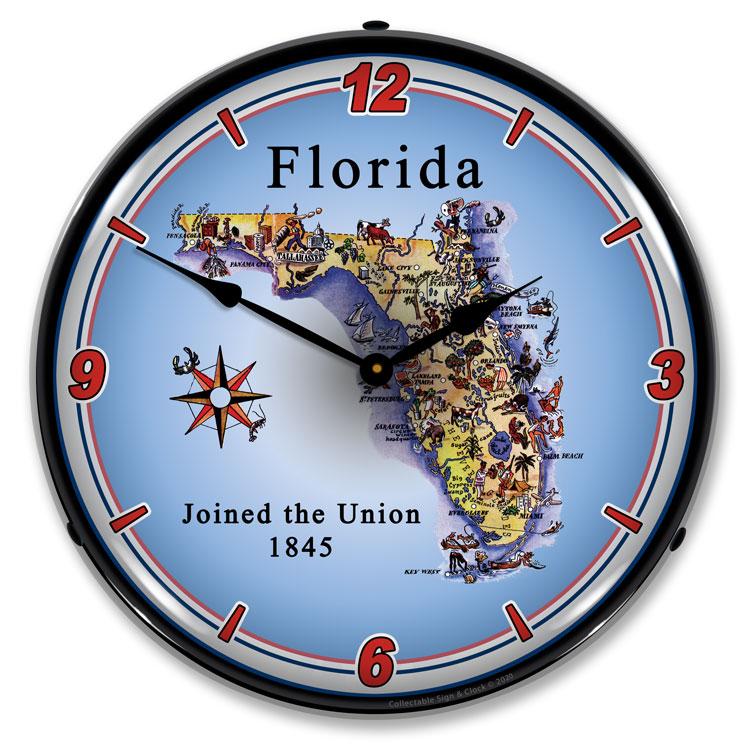 State of Florida LED Clock-LED Clocks-Grease Monkey Garage