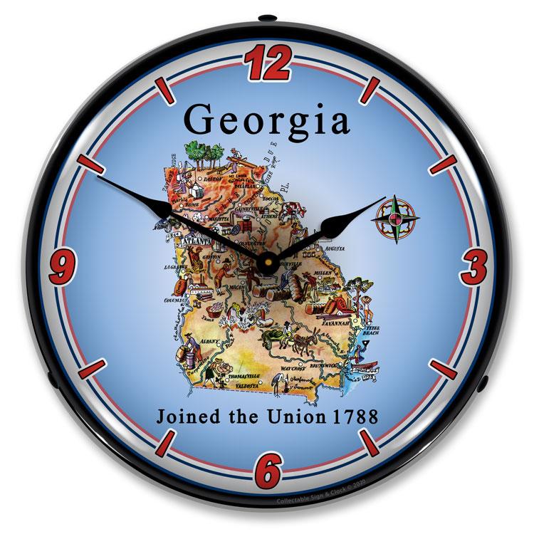 State of Georgia LED Clock-LED Clocks-Grease Monkey Garage