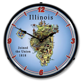 State of Illinois LED Clock-LED Clocks-Grease Monkey Garage