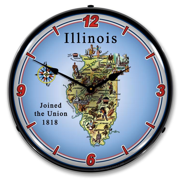 State of Illinois LED Clock-LED Clocks-Grease Monkey Garage